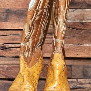 Vintage Exotic Ostrich Western Cowboy Boots Mens Size 9 [NICE]